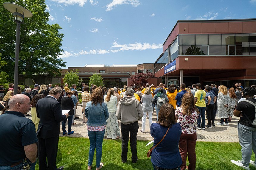 A shot of the crowd at the Cummings School of Architecture dedication ceremony