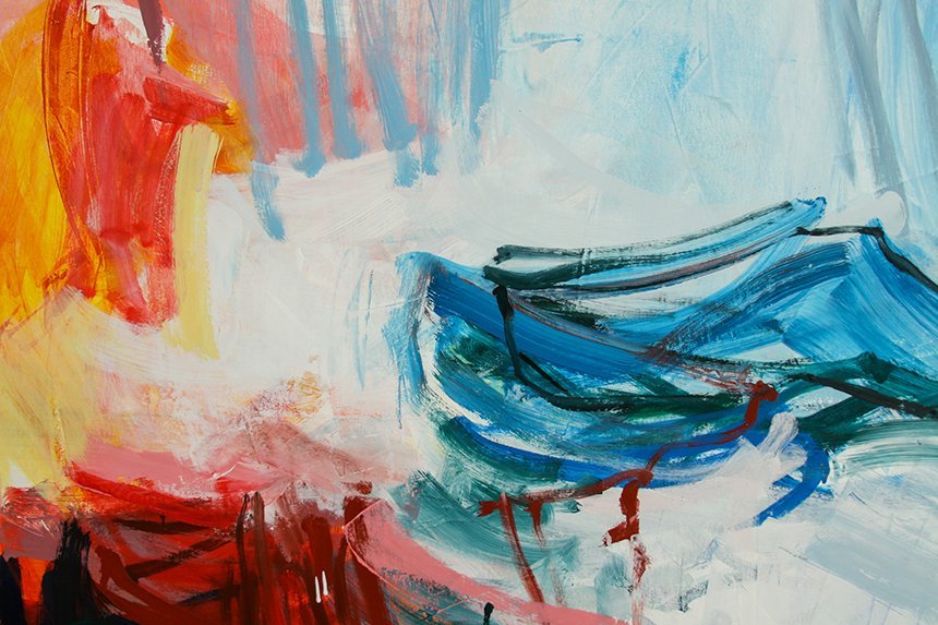 A closeup of Michael Rich's abstract painting, "La Serenata."