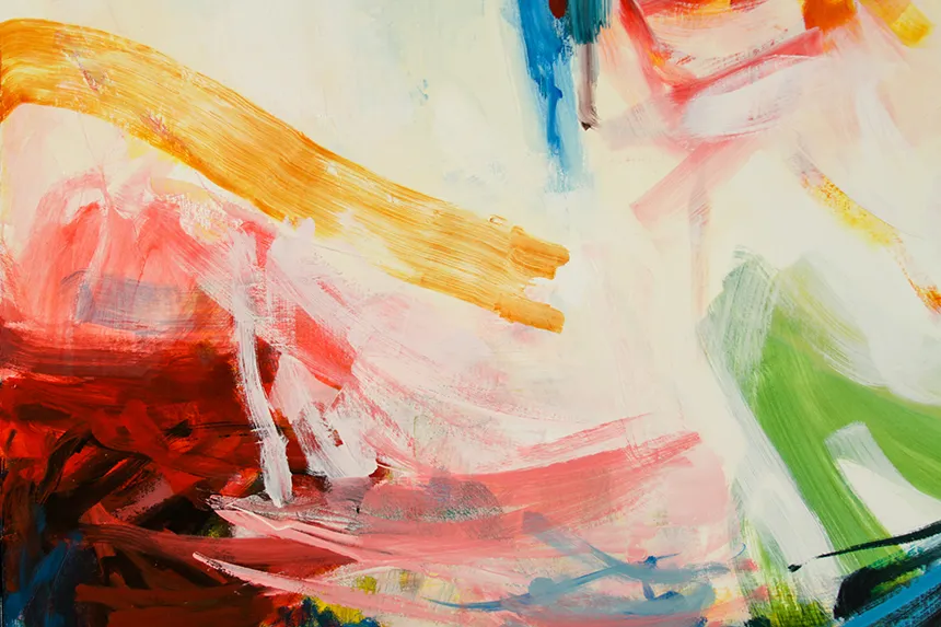 A closeup of Michael Rich's abstract painting, "La Serenata."