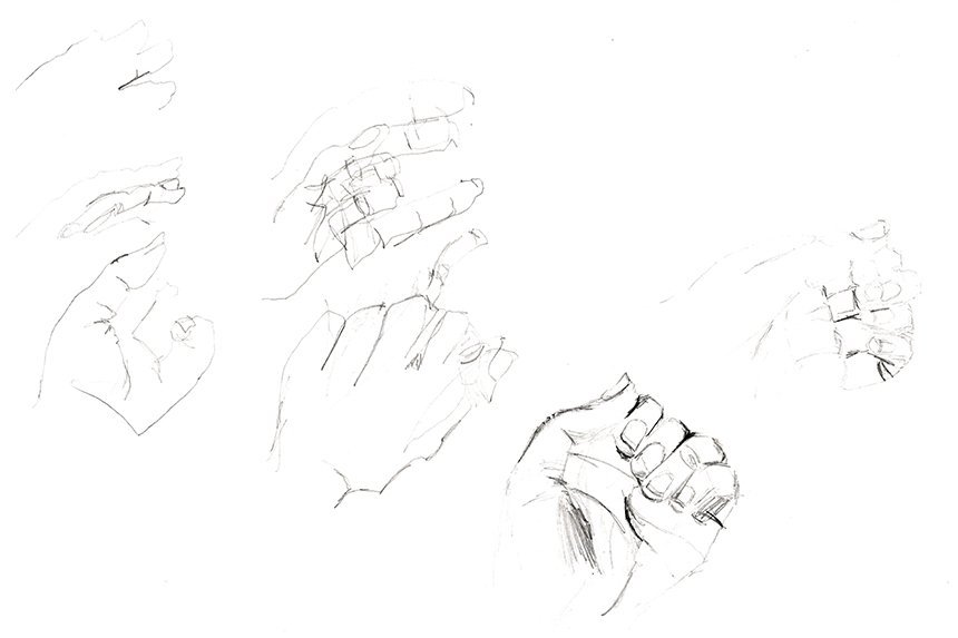 Summer Academy Student realistic drawing of a hand