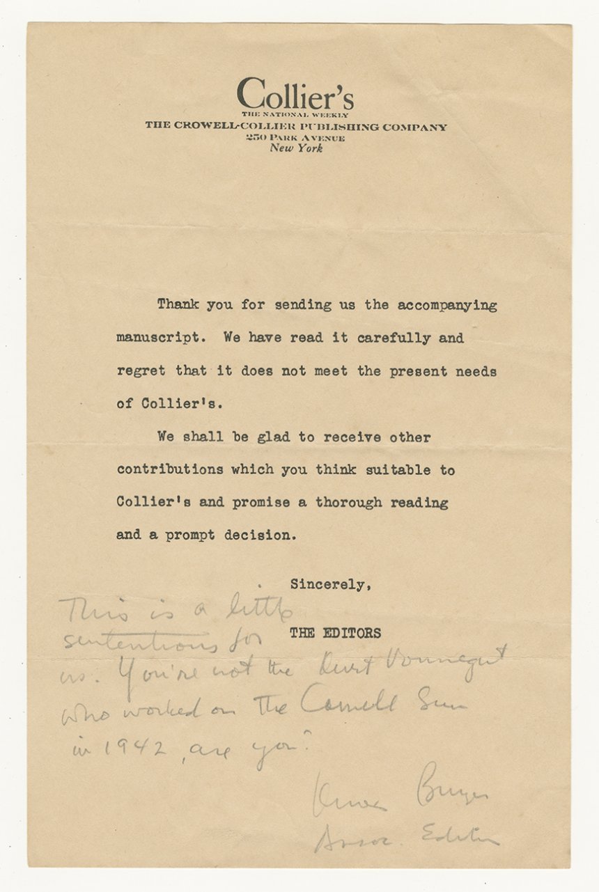 Rejection letter from Collier's