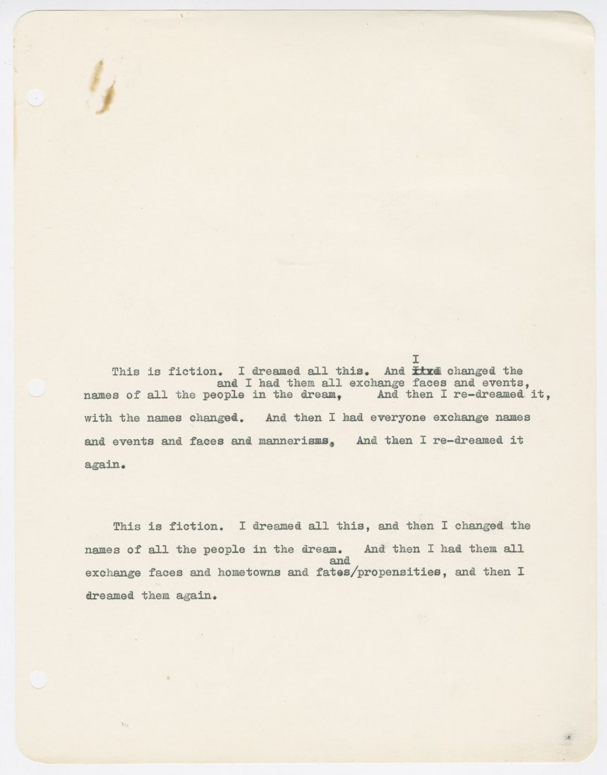 Manuscript page from one of many versions of the beginning of Slaughterhouse-Five  