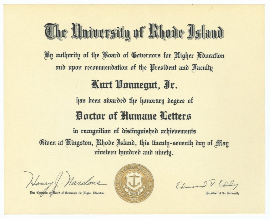 Honorary degree from the University of Rhode Island
