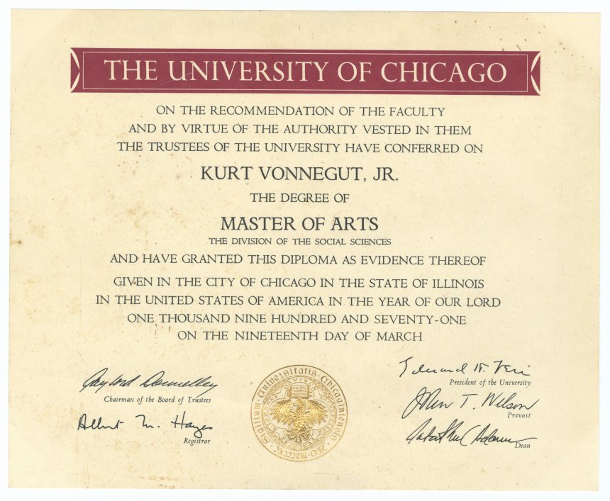 Master of Arts degree from the University of Chicago
