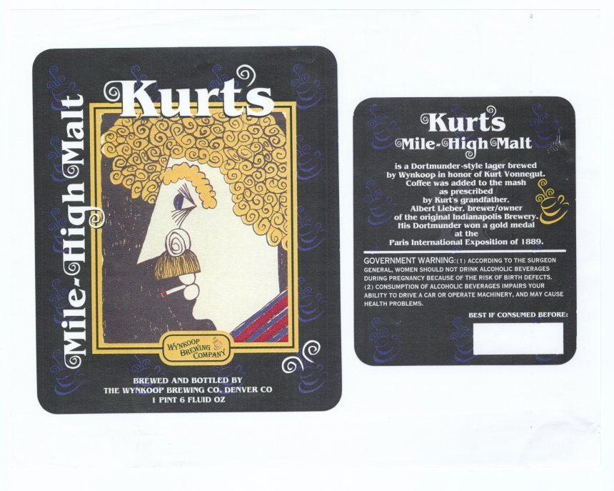 Kurt’s Mile-High Malt label with self portrait