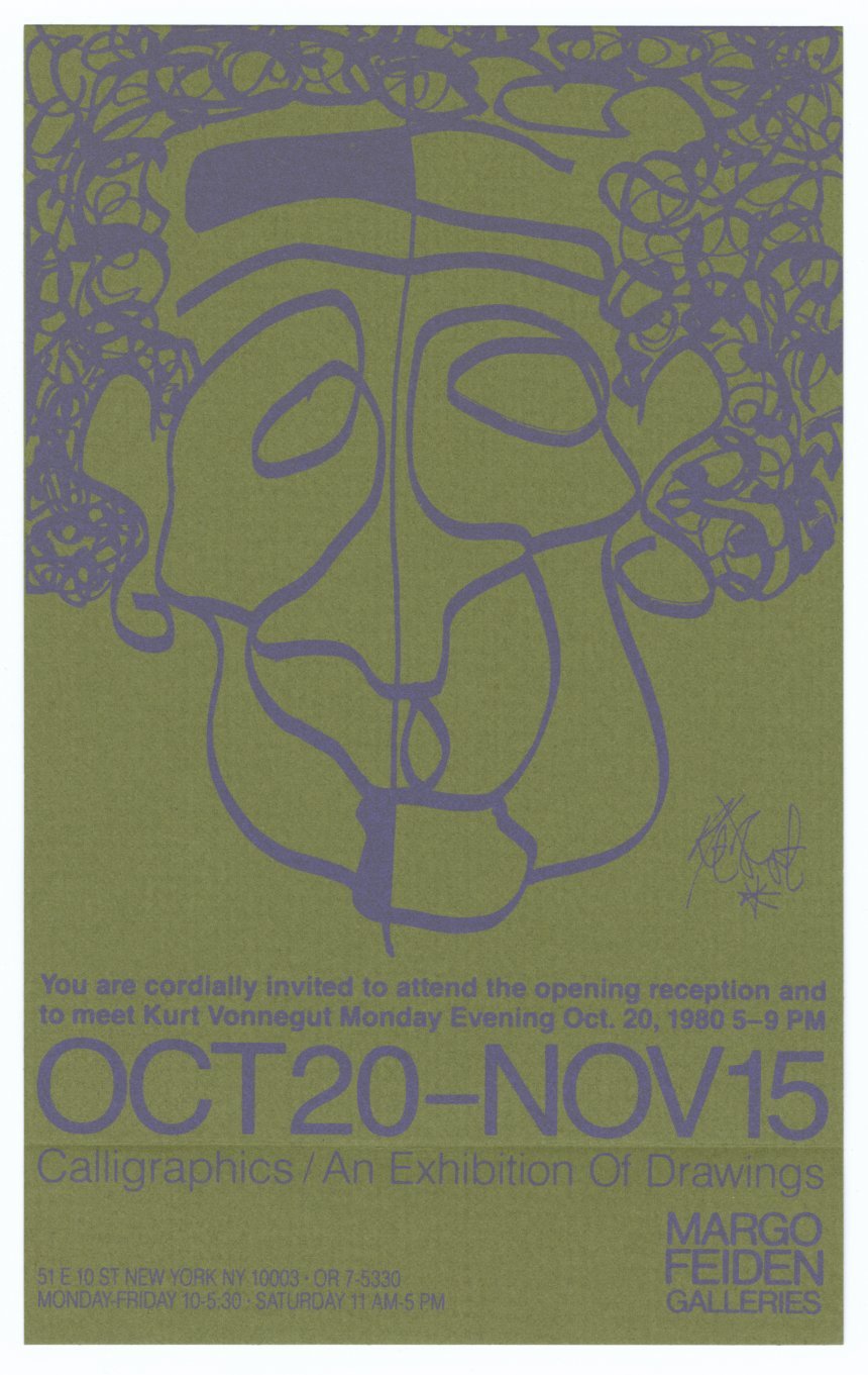 Vonnegut art show poster with self portrait