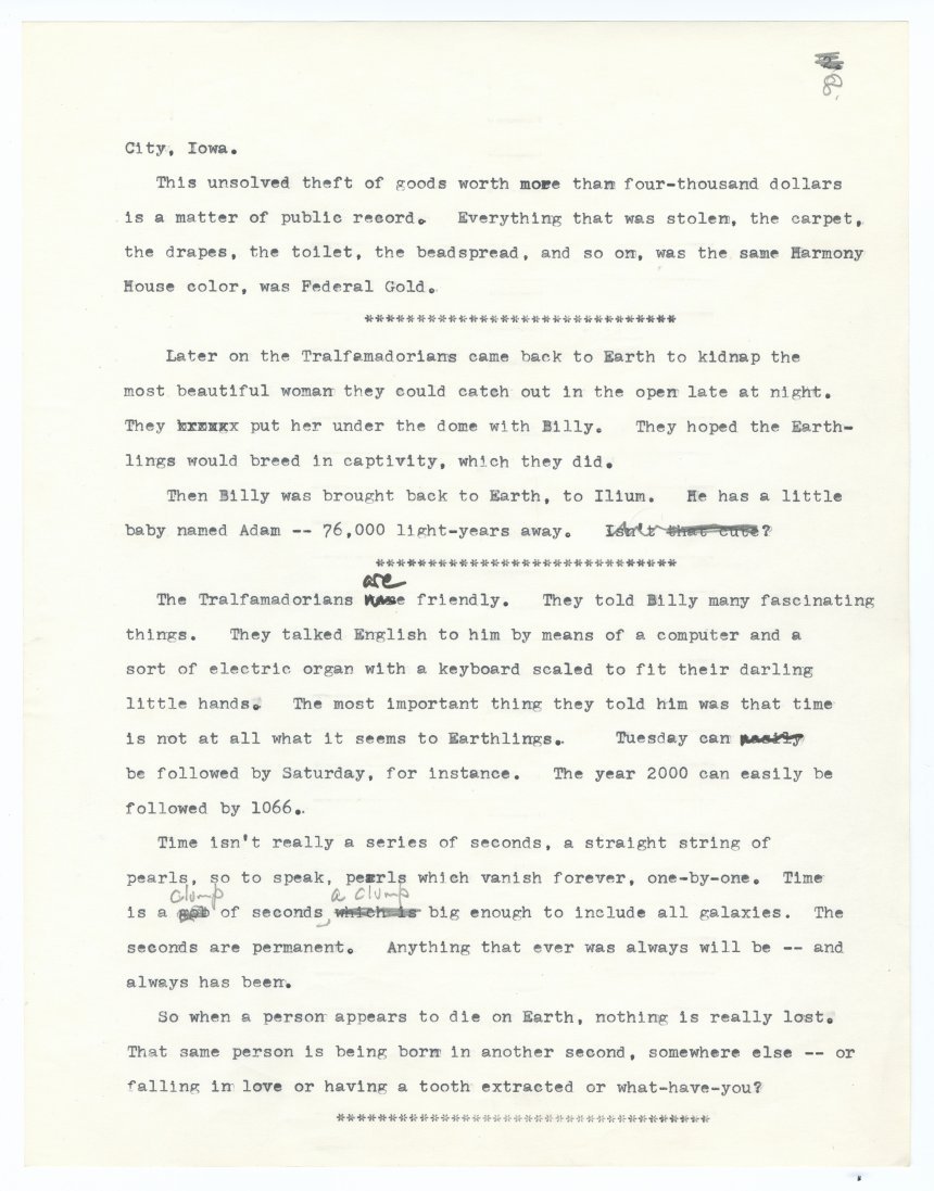 Manuscript page from one of many versions of the beginning of  Slaughterhouse-Five