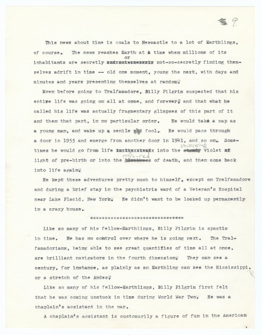 Manuscript page from one of many versions of the beginning of Slaughterhouse-Five 