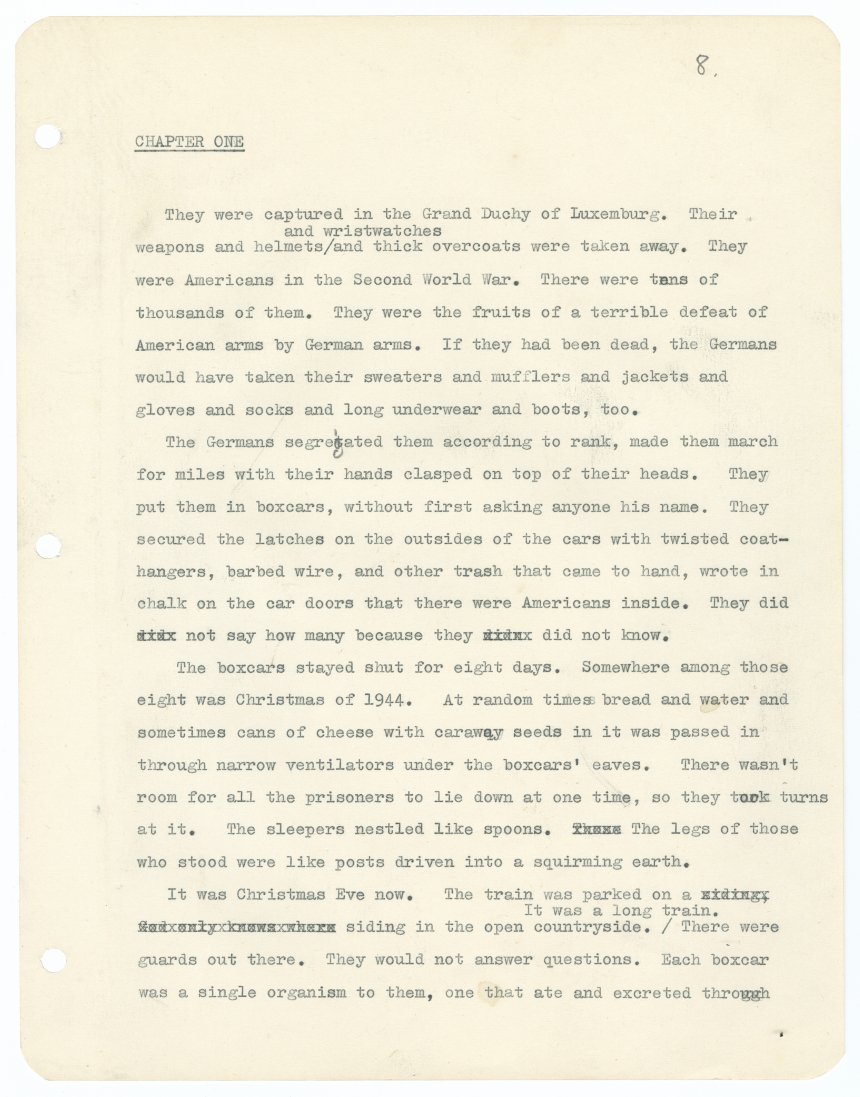 Manuscript page from one of  many versions of the beginning of Slaughterhouse-Five  