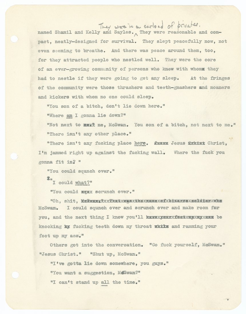 Manuscript page from one of many versions of Slaughterhouse-Five  