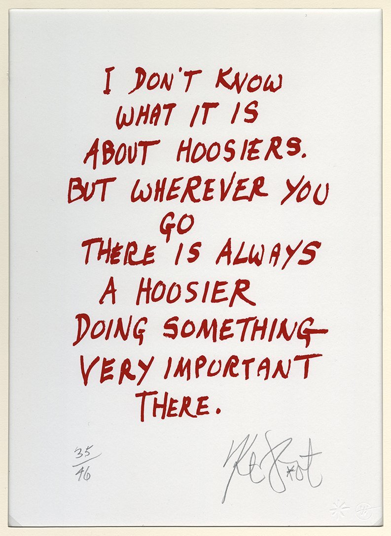Graphic print by Vonnegut with one of his favorite quotes.