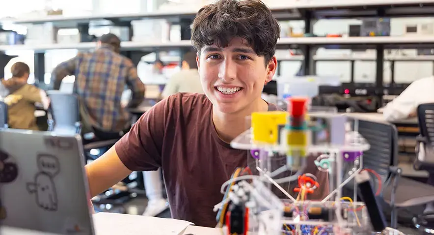 Engineering student works on mechatronics
