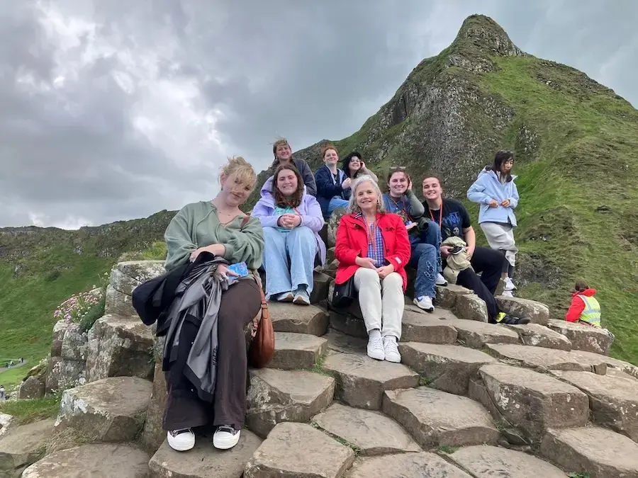 Honors students and faculty at the Giant's Causeway while studying abroad in N. Ireland.