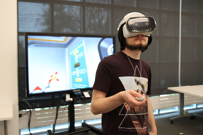 Student using virtual reality technology.